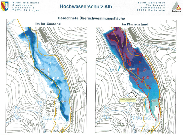 Wiederherstellung des 100-jährlichen Hochwasserschutzes an der Alb für die Städte Ettlingen und Karlsruhe